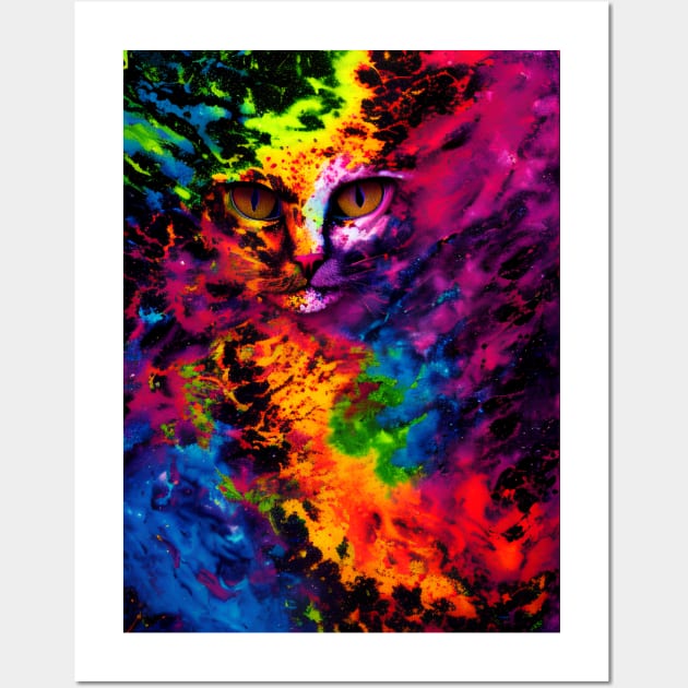 Trippy Psychedelic Cat Face Wall Art by Trip Tank